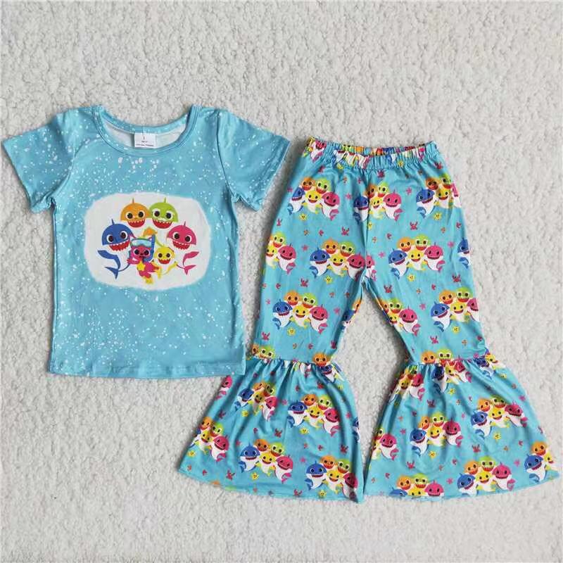 rts no moq B18-14 Girls Shark Pants Set