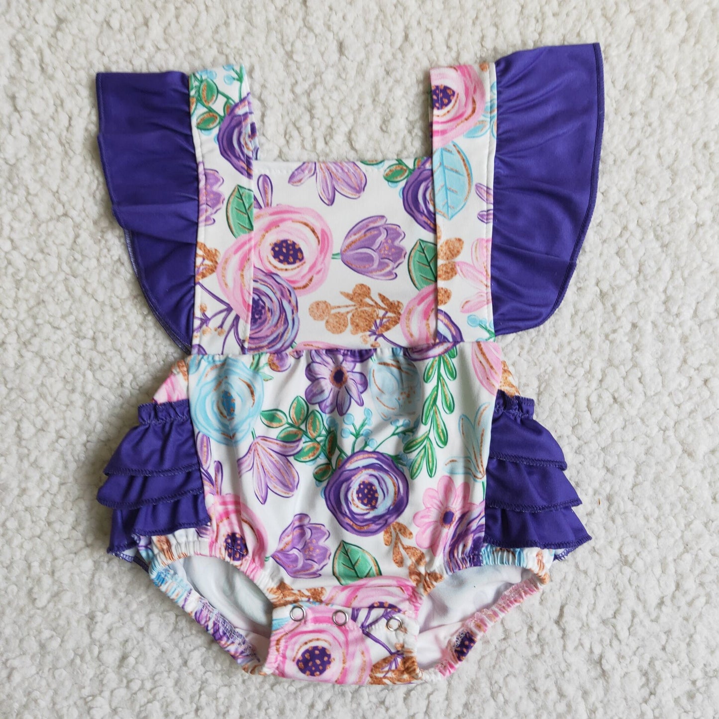 B3-27 Water Hibiscus Purple Romper Suit