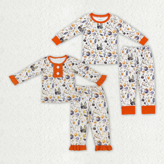 RTS NO MOQ Halloween Magic Sibling Pajamas match both pajamas