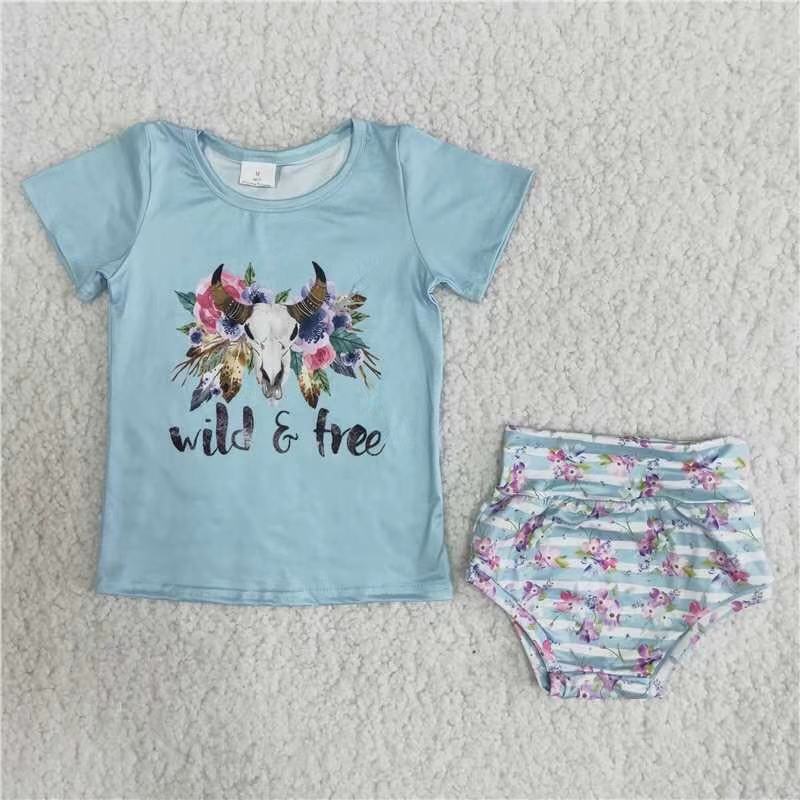 B6-12 wild free cow head flower thong suit