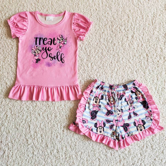 B7-12 Treat pink short-sleeved Mickey lace shorts