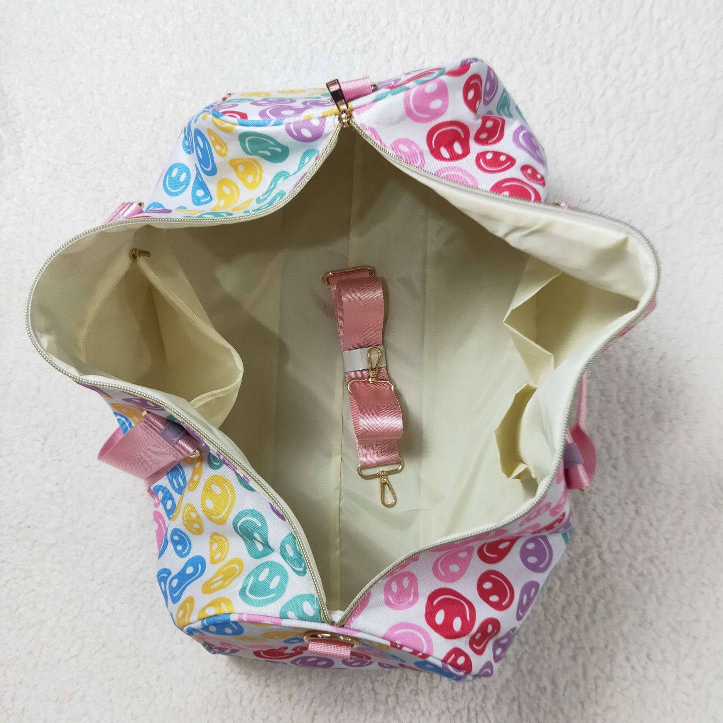 RTS NO MOQ ETA 5/7days arrived BA0068 Smiley White Gym Bag