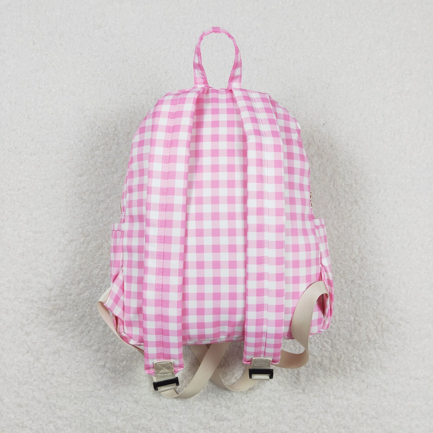 BA0086 Pink and white plaid lace backpack