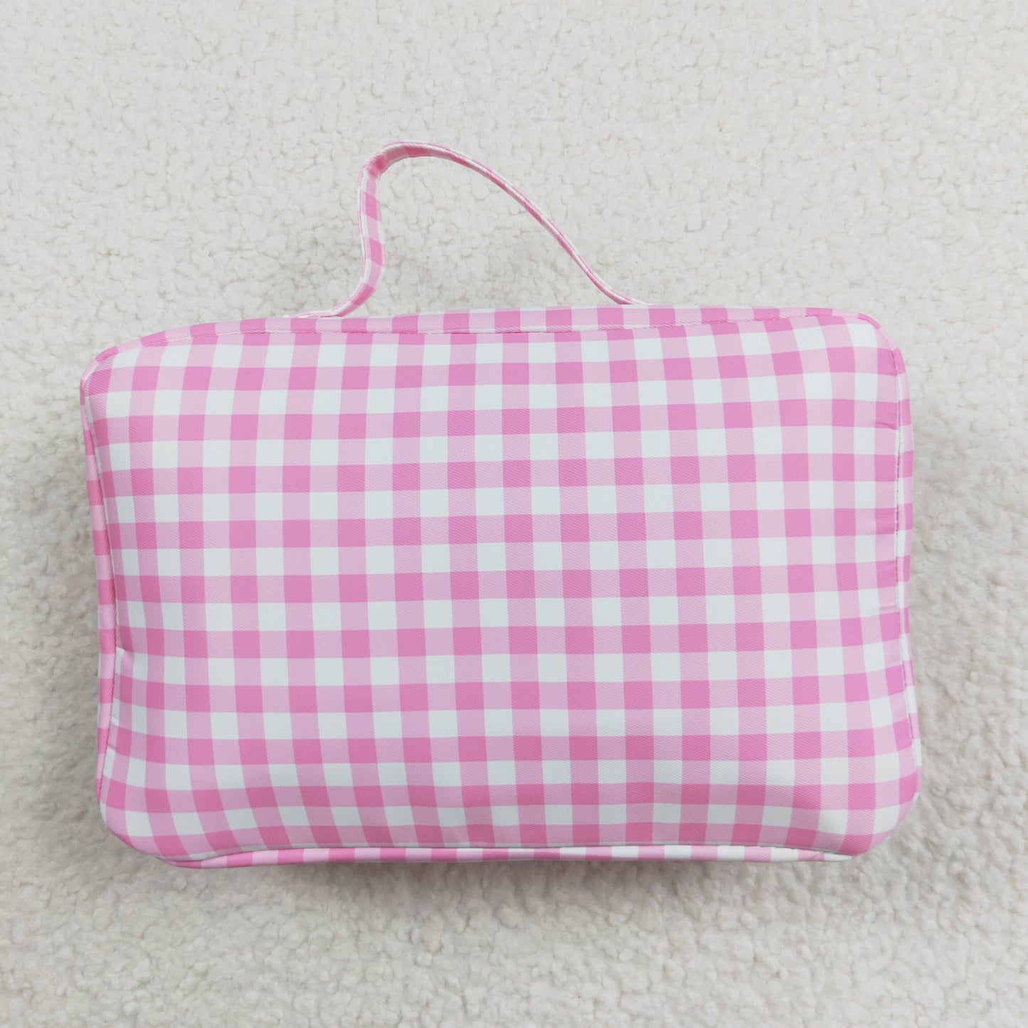 rts no moq BA0088 Pink and white plaid lace lunch box bag