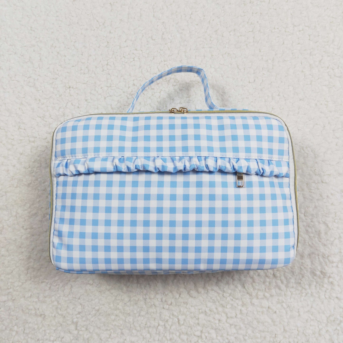 rts no moq BA0089 Blue and white plaid lunch box bag