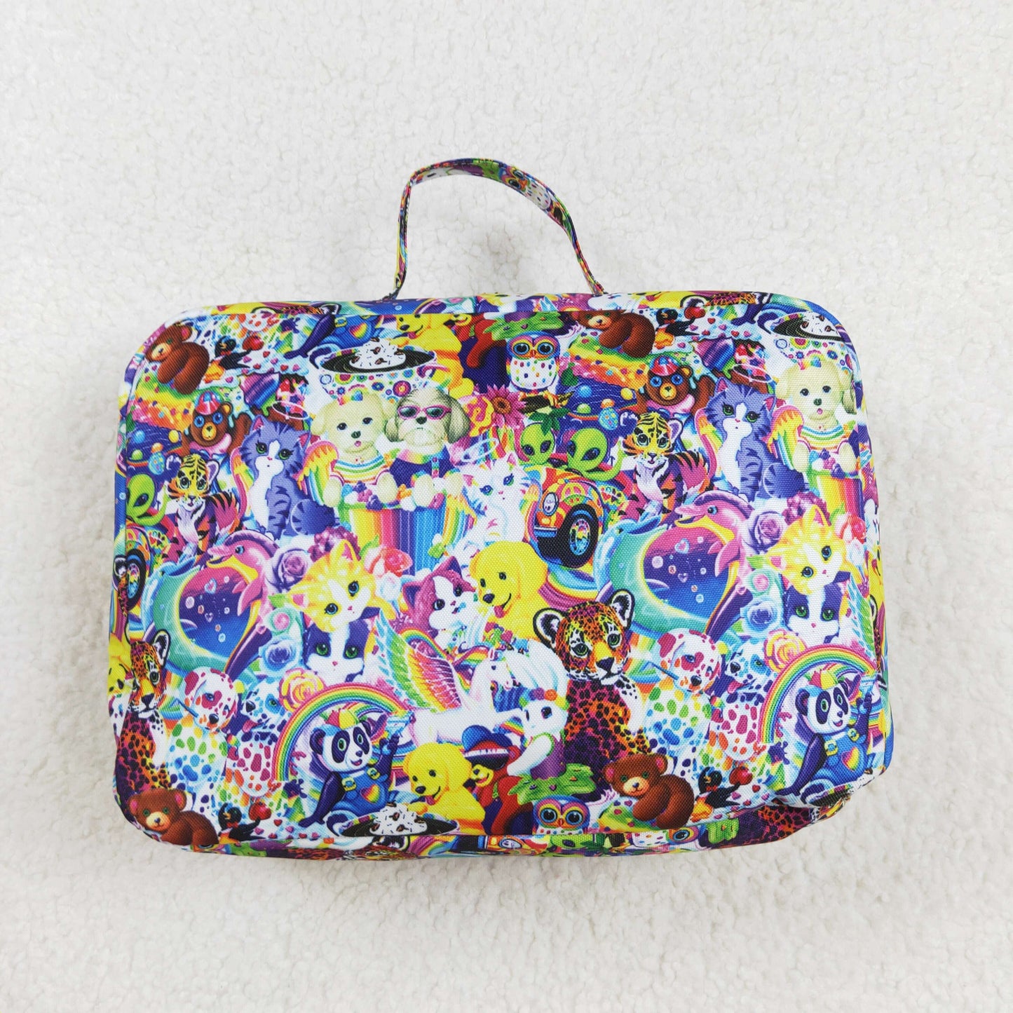 rts no moq BA0096 Cartoon lisa frank purple lunch box bag