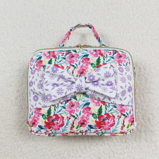 rts no moq BA0102 Flower Purple Floral Bow Knot Meal Bag Lunch Box Bag