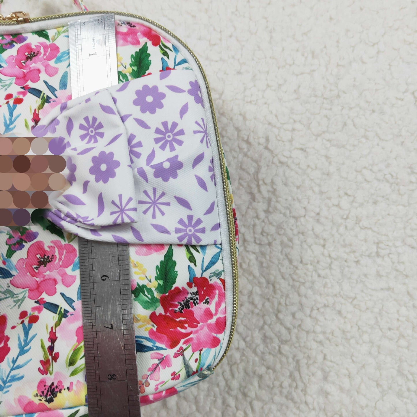 rts no moq BA0102 Flower Purple Floral Bow Knot Meal Bag Lunch Box Bag