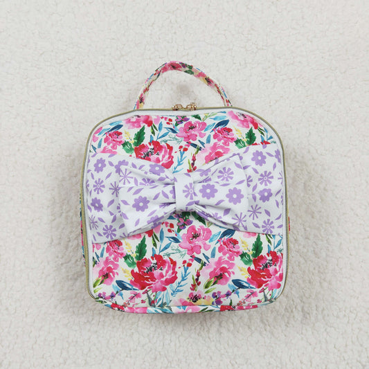 rts no moq BA0102 Flower Purple Floral Bow Knot Meal Bag Lunch Box Bag