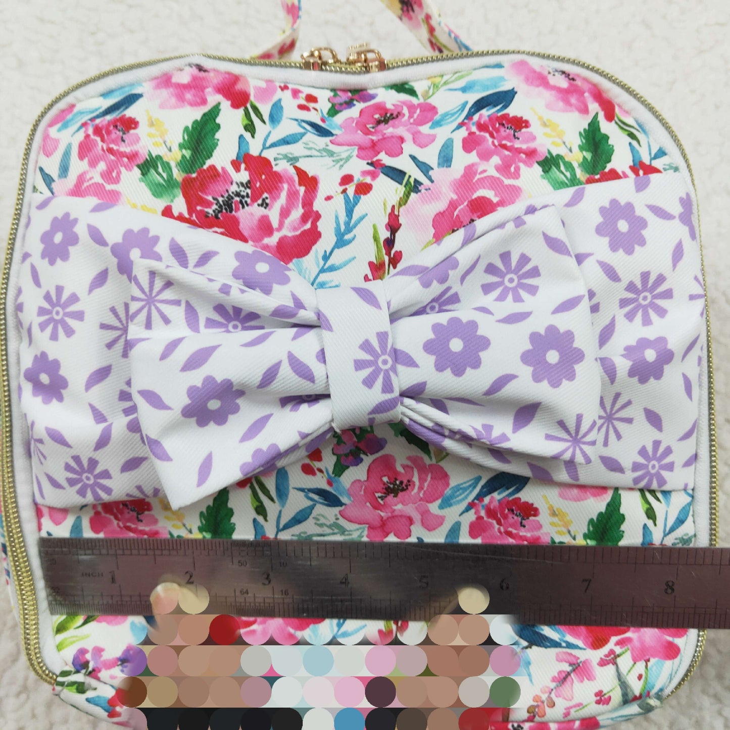 rts no moq BA0102 Flower Purple Floral Bow Knot Meal Bag Lunch Box Bag