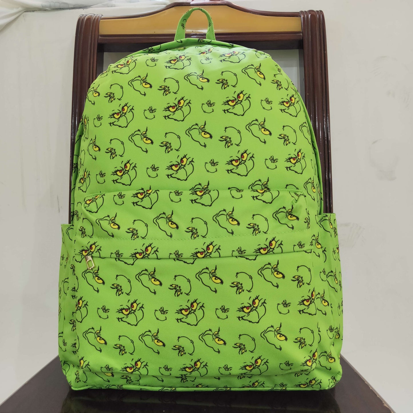 rts no moq BA0119 Grinch smiley green backpack