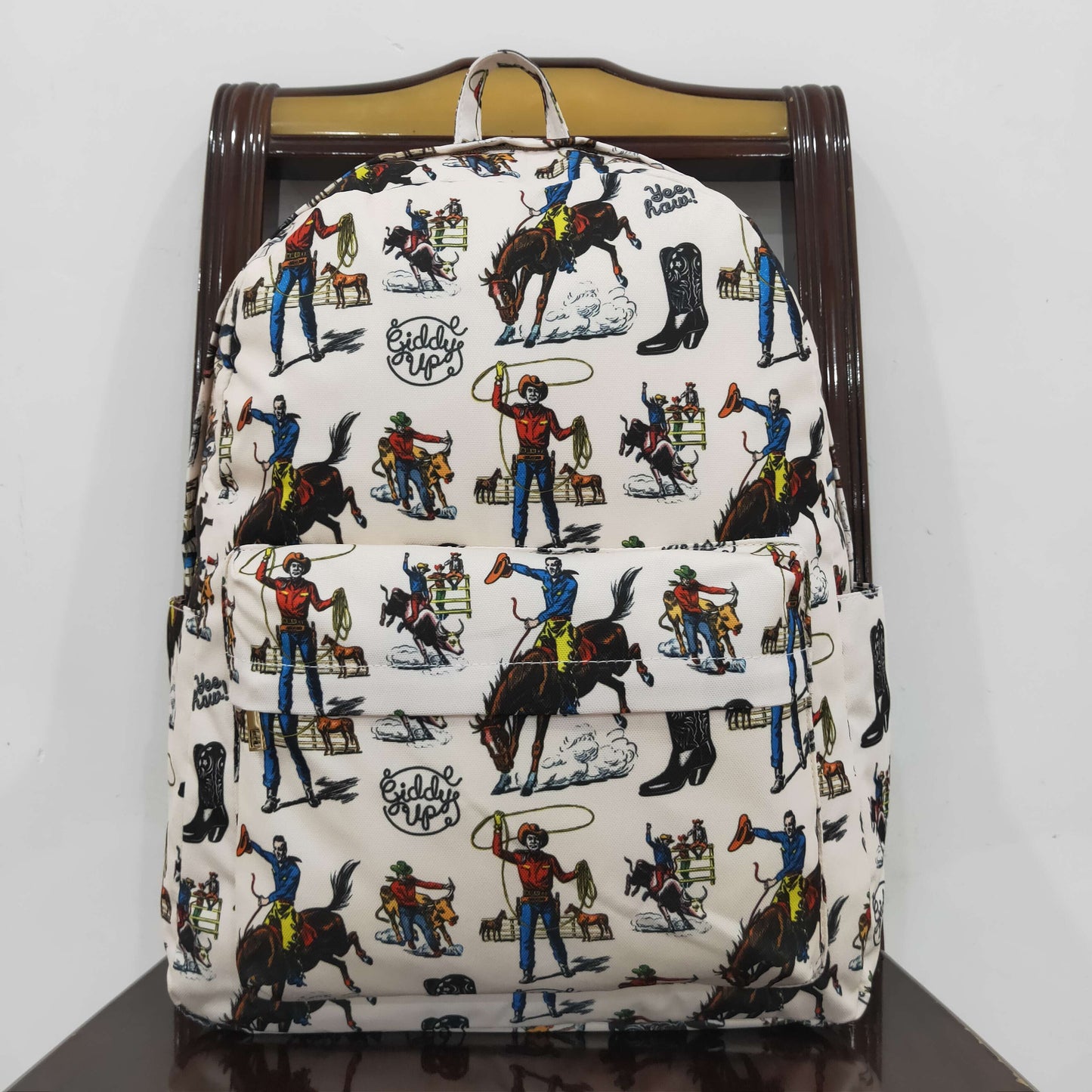 rts no moq BA0142 Riding cowboy beige backpack-13*5*17 inches