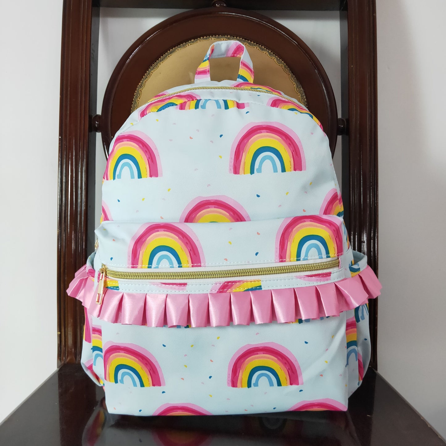 RTS NO MOQ BA0167 Rainbow pink lace blue backpack