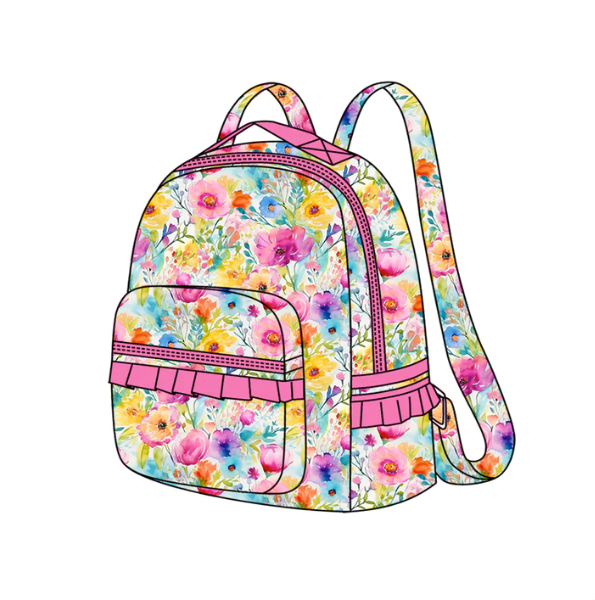 BA0174 flowers with zipper backpack