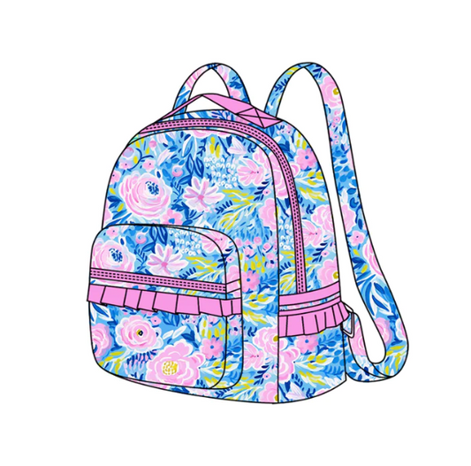 BA0175 purple flowers with zipper BACKPACK