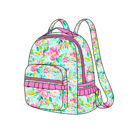 BA0176 flowers with zipper backpack