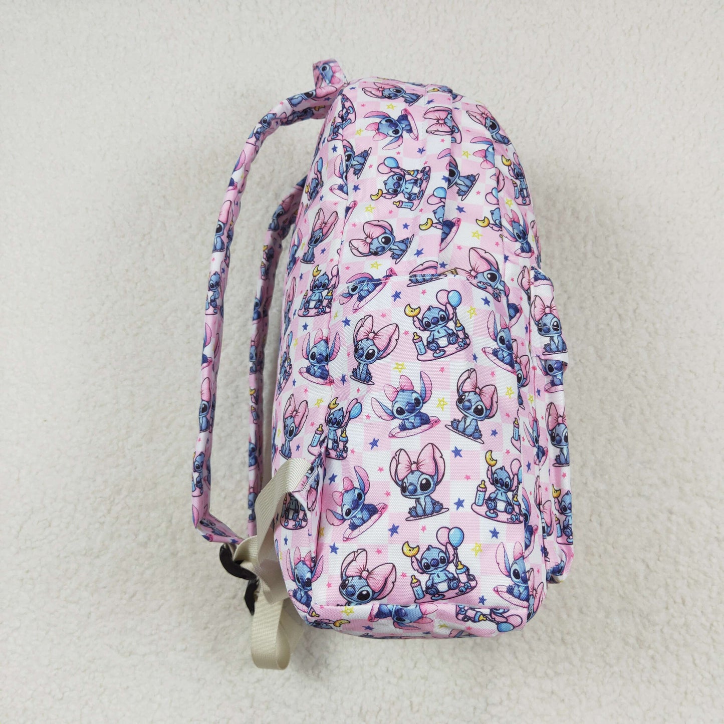 rts no moq BA0182 Stitch star pink and white plaid backpack