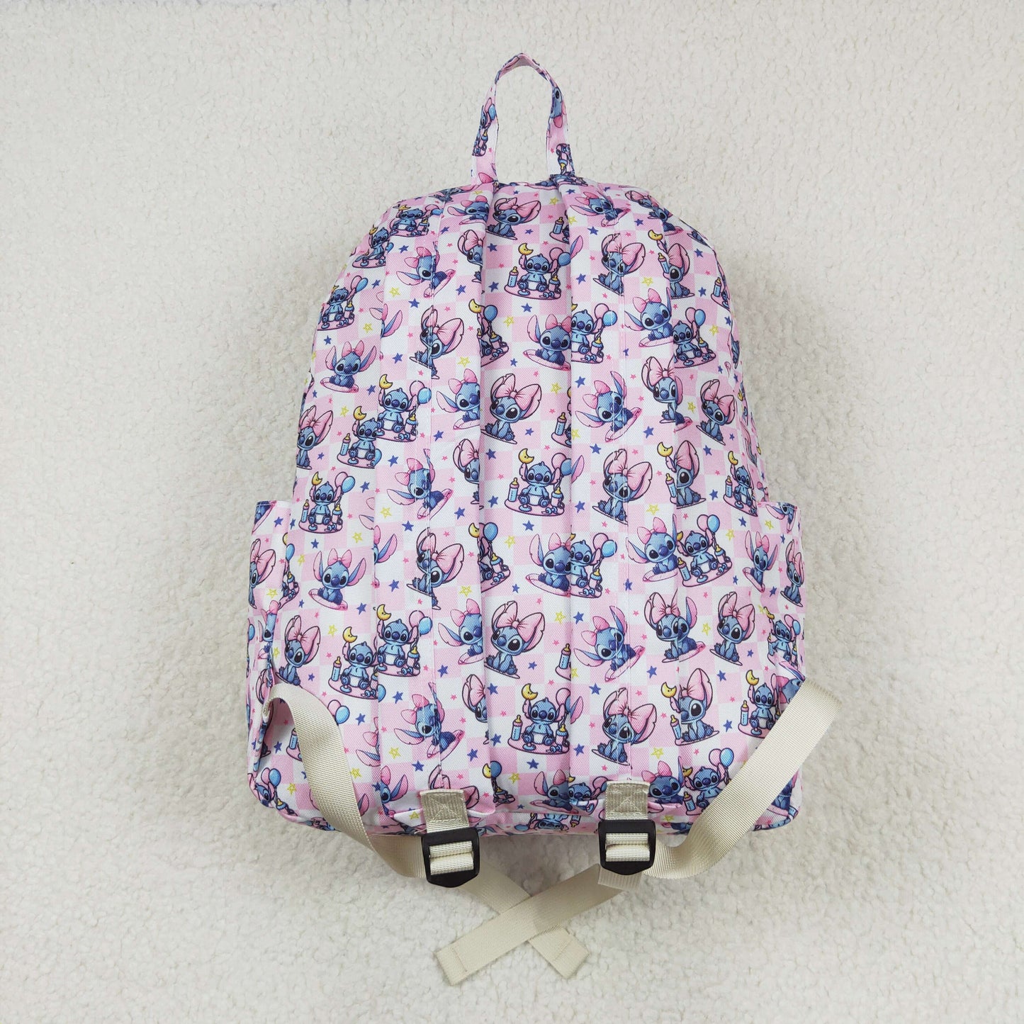 rts no moq BA0182 Stitch star pink and white plaid backpack