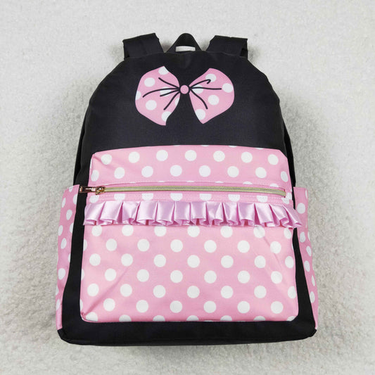 RTS no moq BA0183 Mickey and Minnie polka dot pink and black backpack