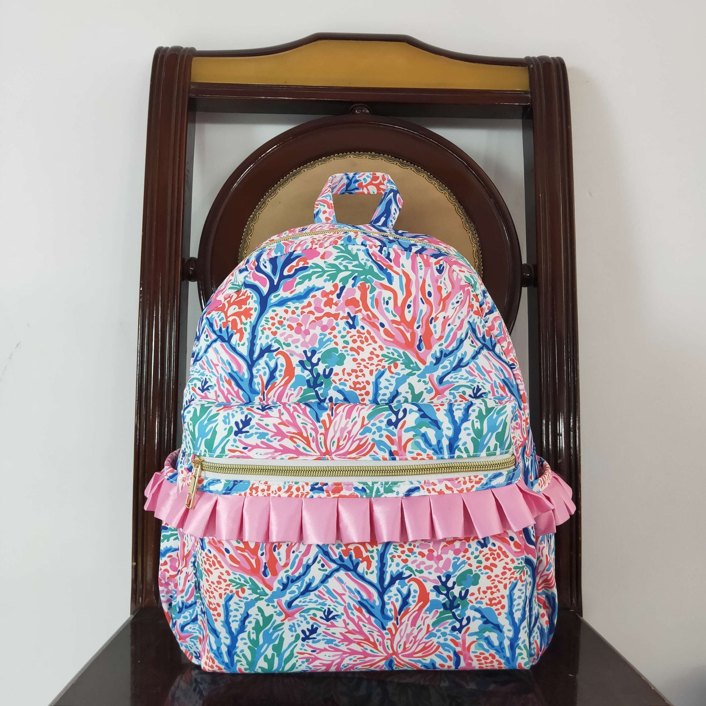 RTS no moq BA0185 Seaweed Pattern Rose Red Lace Backpack