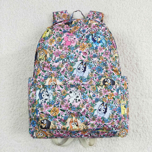 RTS NO MOQ BA0188 Cartoon dog Flower Pink and White Plaid Backpack