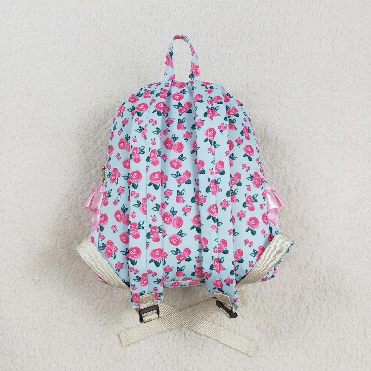 rts no moq BA0217 Floral pink plaid blue backpack