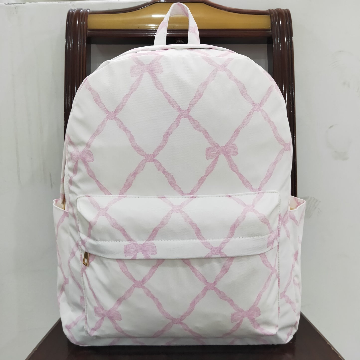 rts no moq BA0225 Pink and white backpack with bow pattern