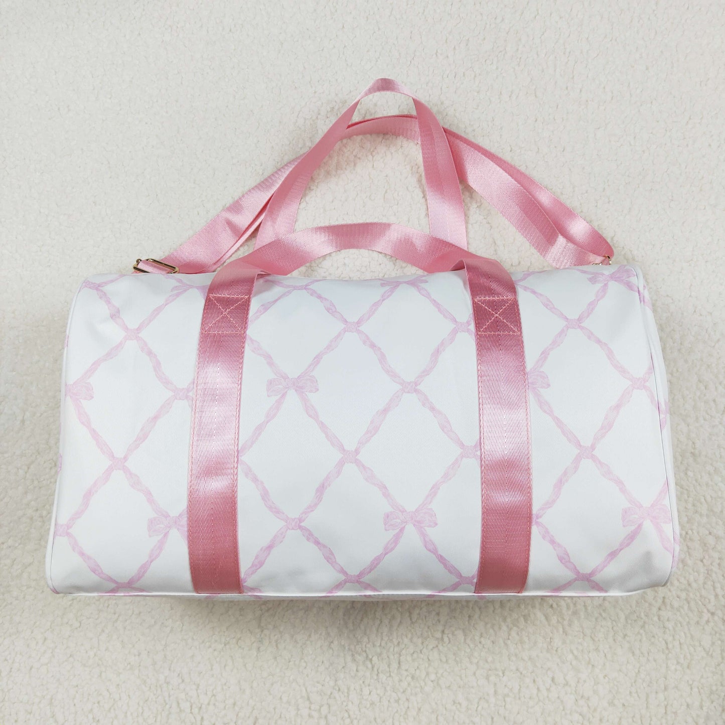 rts no moq BA0226 Pink and white gym bag with bow pattern