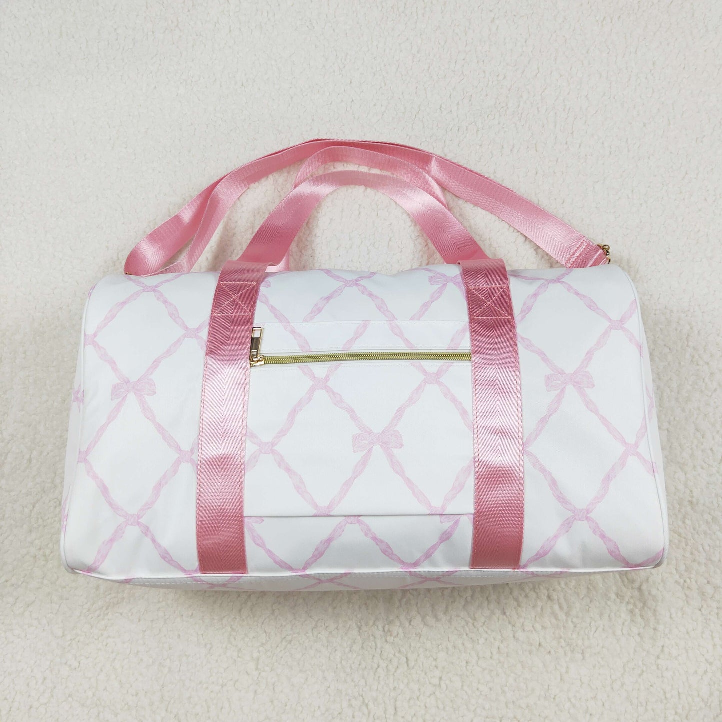 rts no moq BA0226 Pink and white gym bag with bow pattern