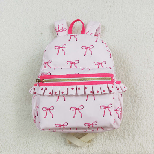 rts no moq BA0233 Bow pattern pink backpack-10*13.9*4 inches