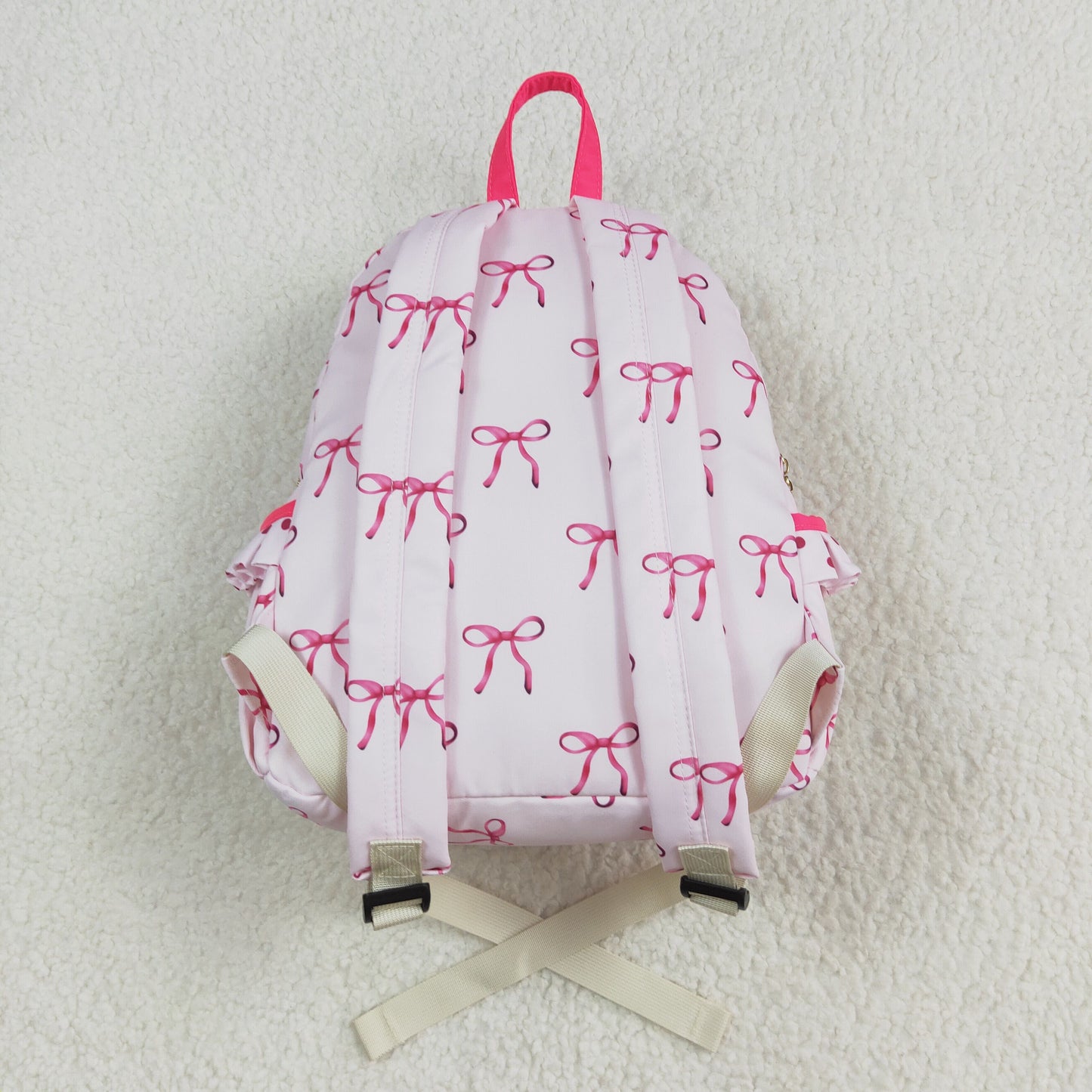 rts no moq BA0233 Bow pattern pink backpack-10*13.9*4 inches