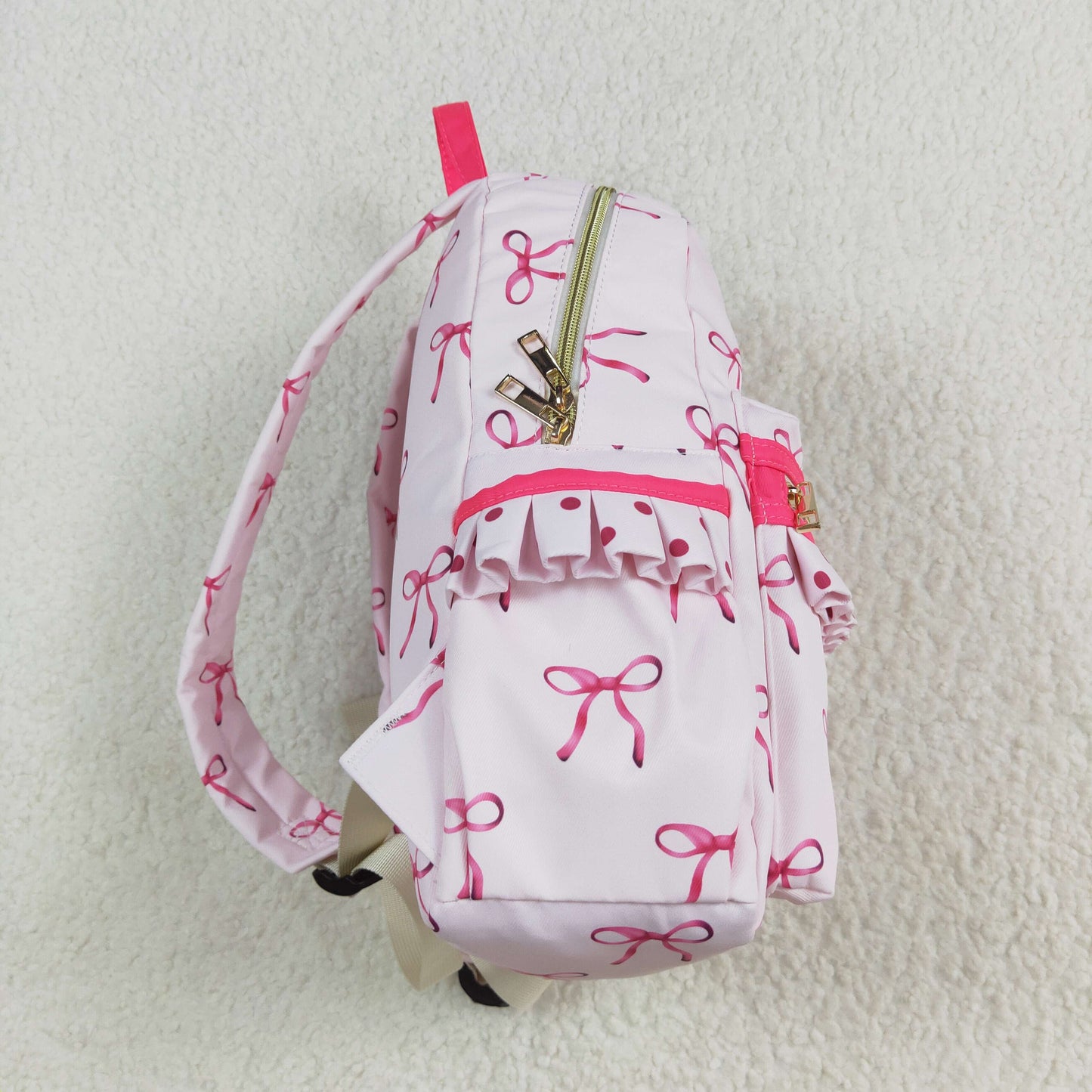 rts no moq BA0233 Bow pattern pink backpack-10*13.9*4 inches