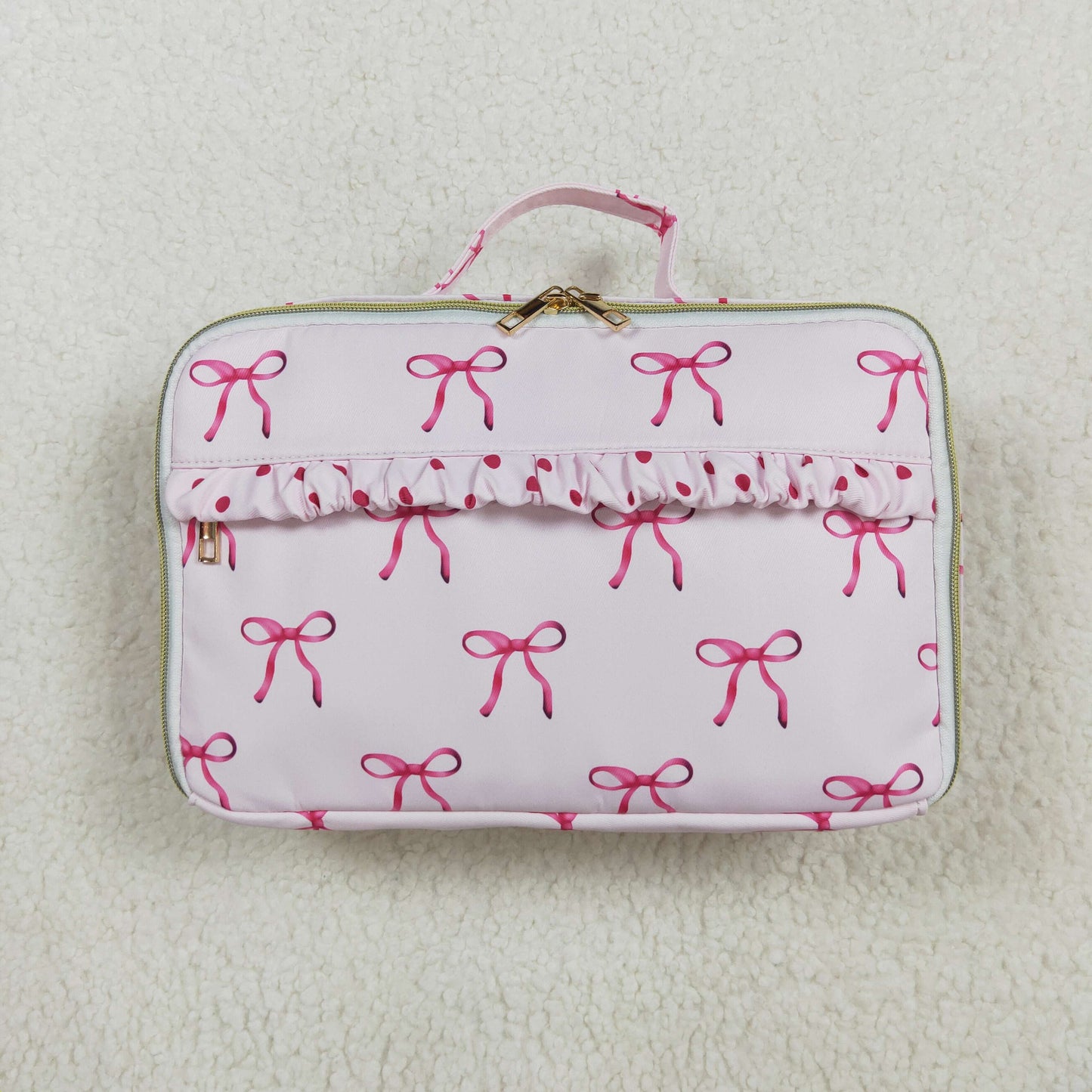 rts no moq BA0234 Pink lunch box bag with bow pattern