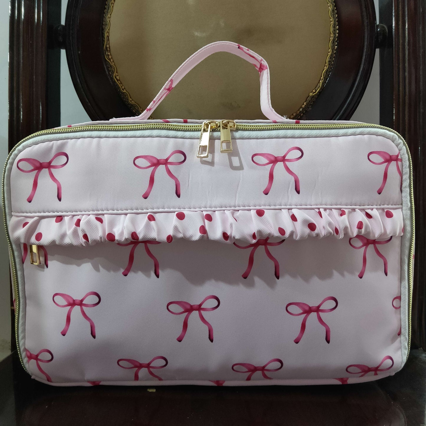 rts no moq BA0234 Pink lunch box bag with bow pattern