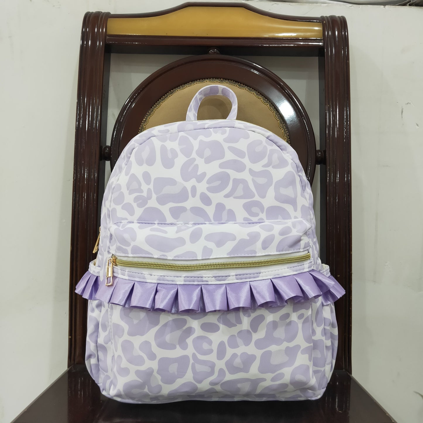 RTS NO MOQ BA0239 Leopard print purple and white small backpack