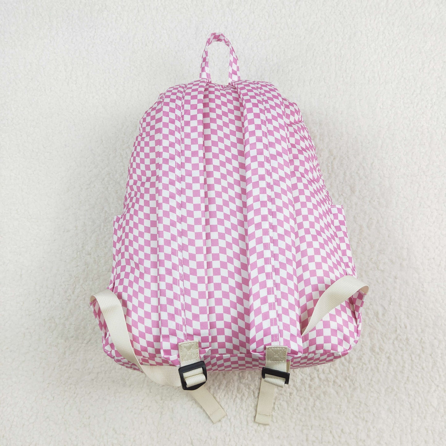 rts no moq BA0245 pink and white irregular plaid large backpack