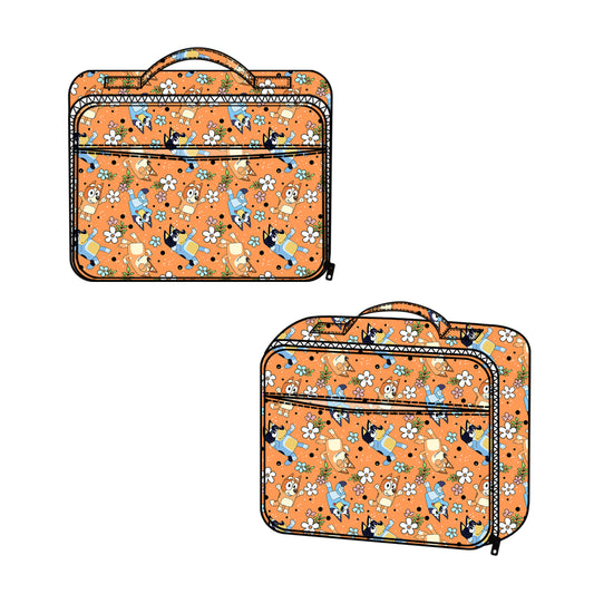 no moq BA0249 pre-order baby kids cartoon bluey floral orange Bag Lunch Box Bag-2024.8.5