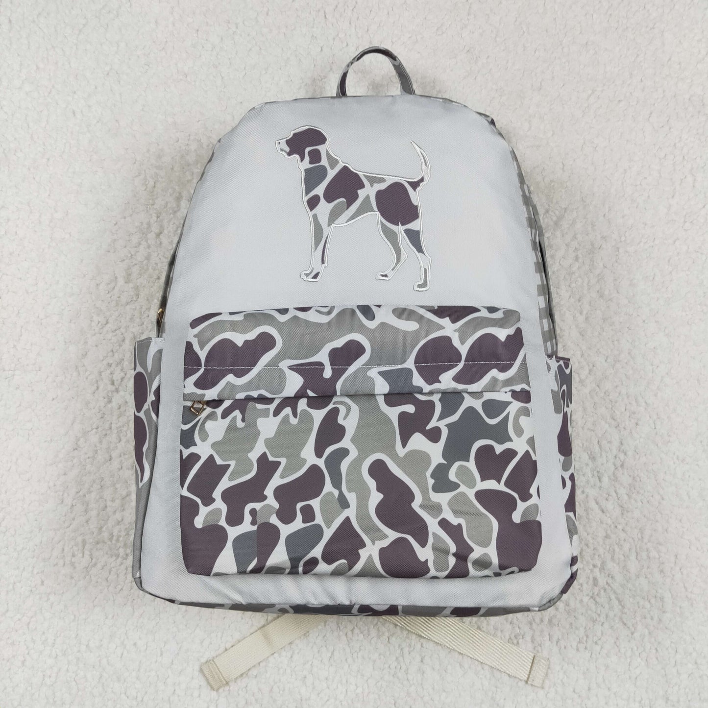 rts no moq BA0268 Embroidered camouflage puppy plaid backpack