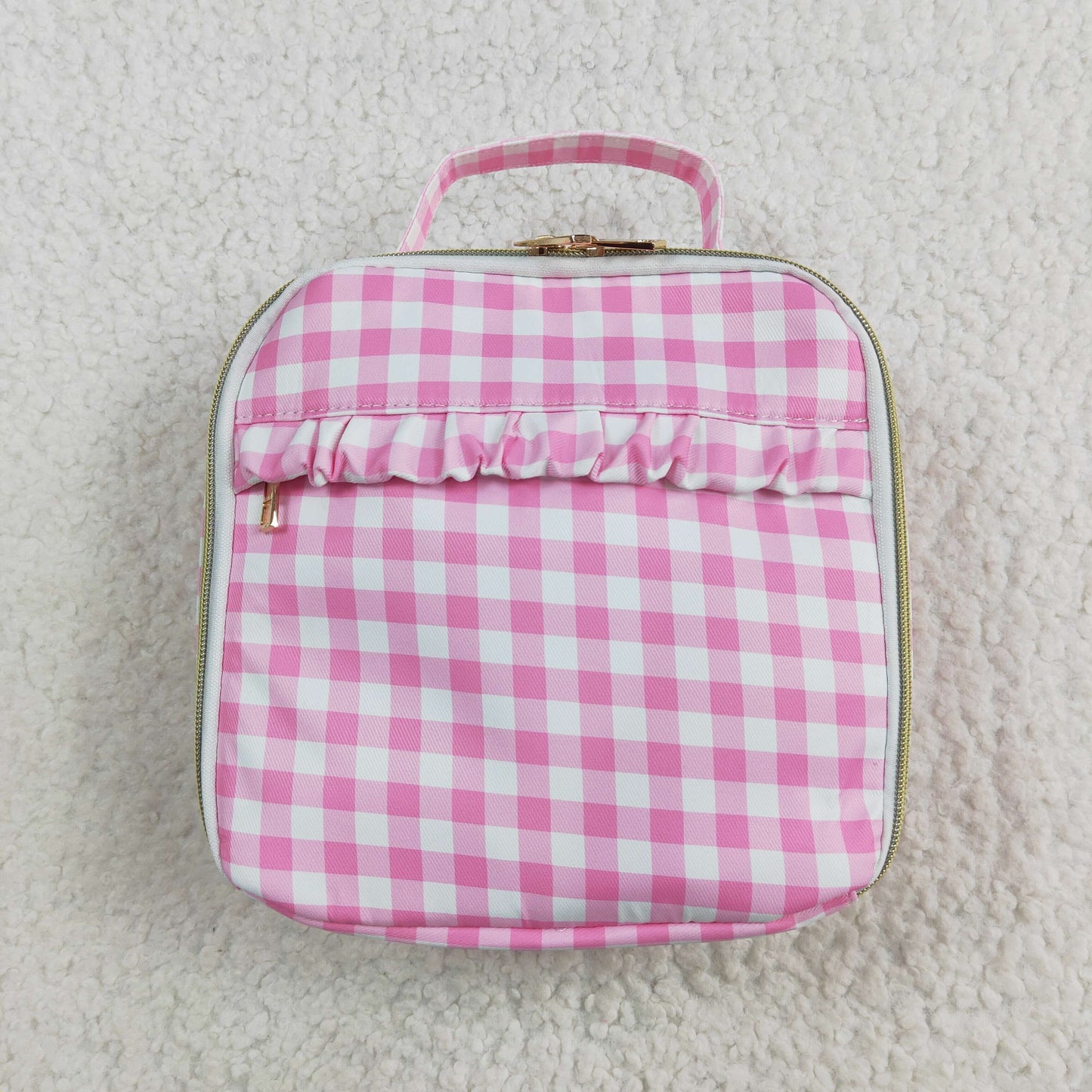 RTS NO MOQ ETA 5/7days Arrived BA0283 square pink and white plaid lace lunch box bag