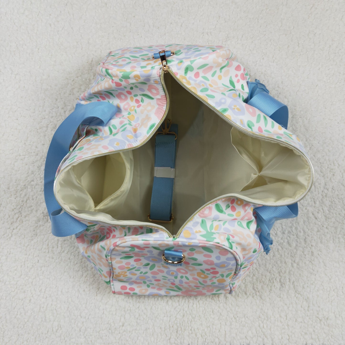 RTS NO MOQ BA0292 Gym bag with floral blue lace and white