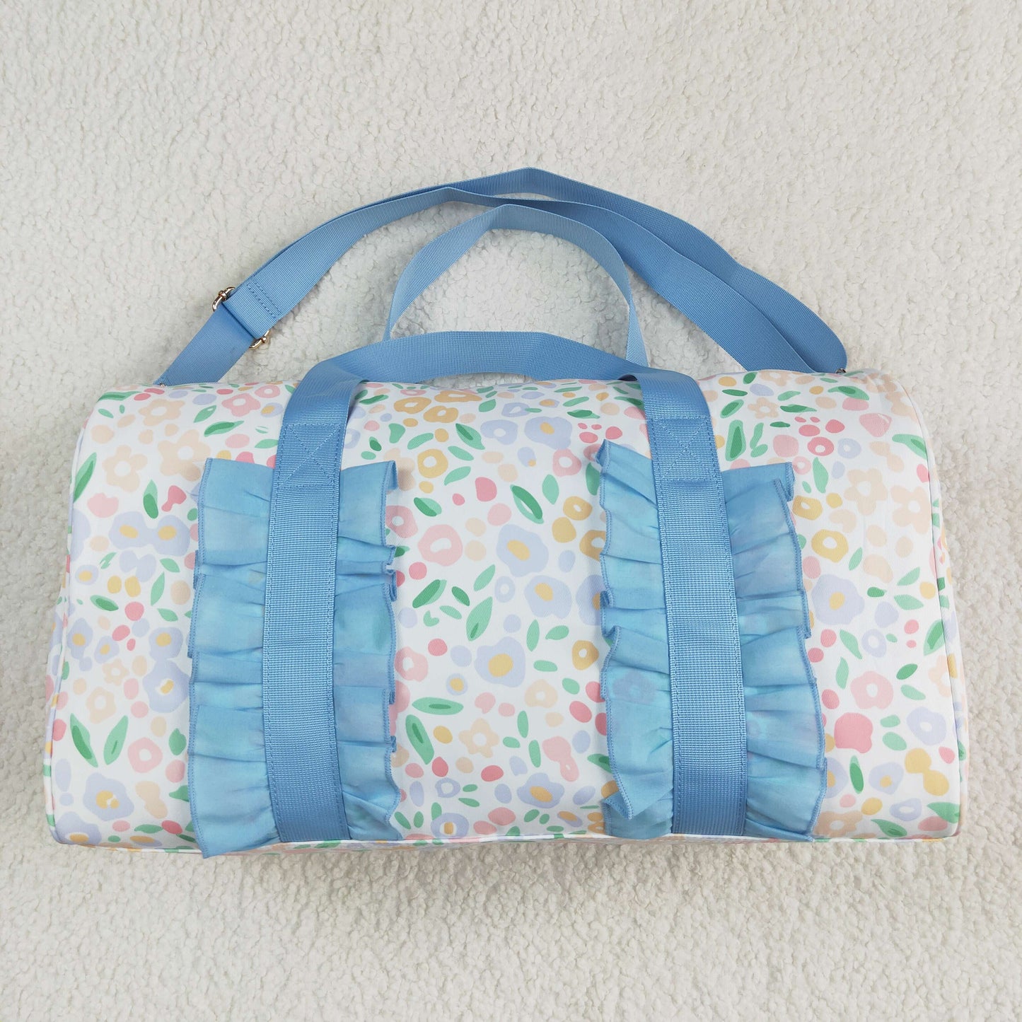 RTS NO MOQ BA0292 Gym bag with floral blue lace and white