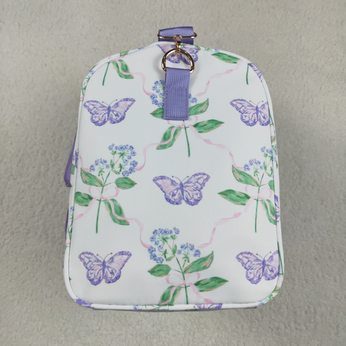 RTS NO MOQ BA0293 Gym bag with flowers, leaves and butterflies and purple lace