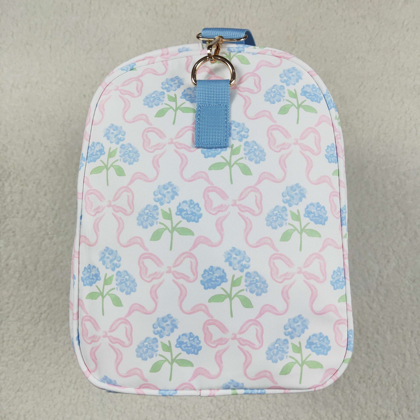 RTS NO MOQ BA0294 Gym bag with hydrangea pink bow pattern and blue lace plaid