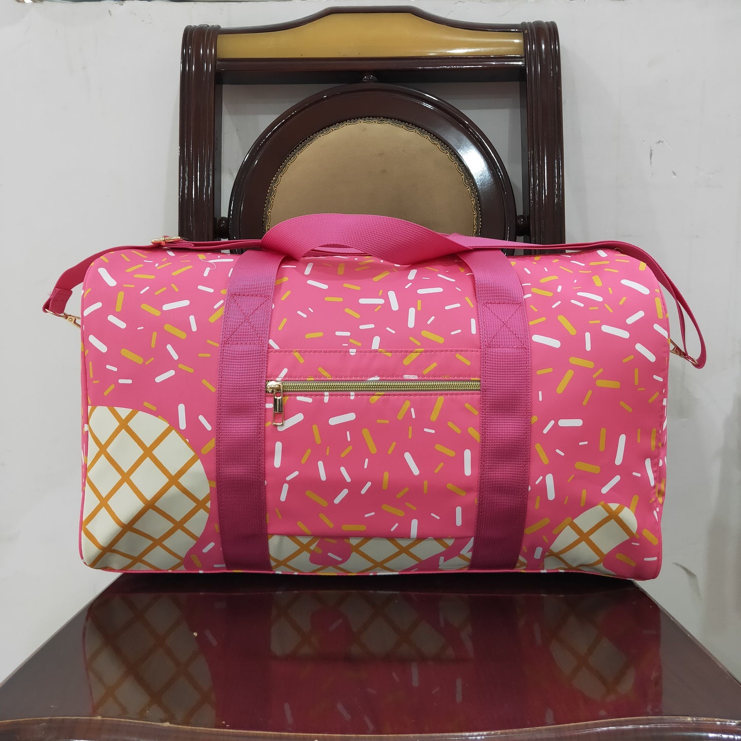 RTS NO MOQ BA0298 Team Fireworks Plaid Pink Gym Bag
