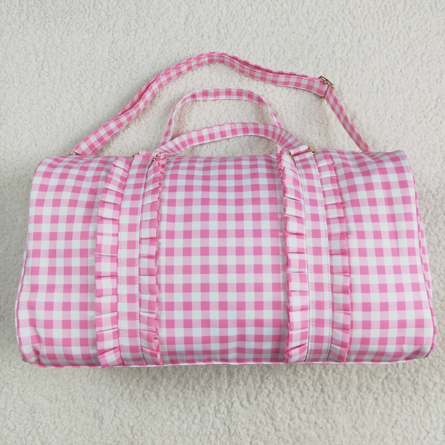 RTS NO MOQ BA0302 Pink and white plaid lace gym bag