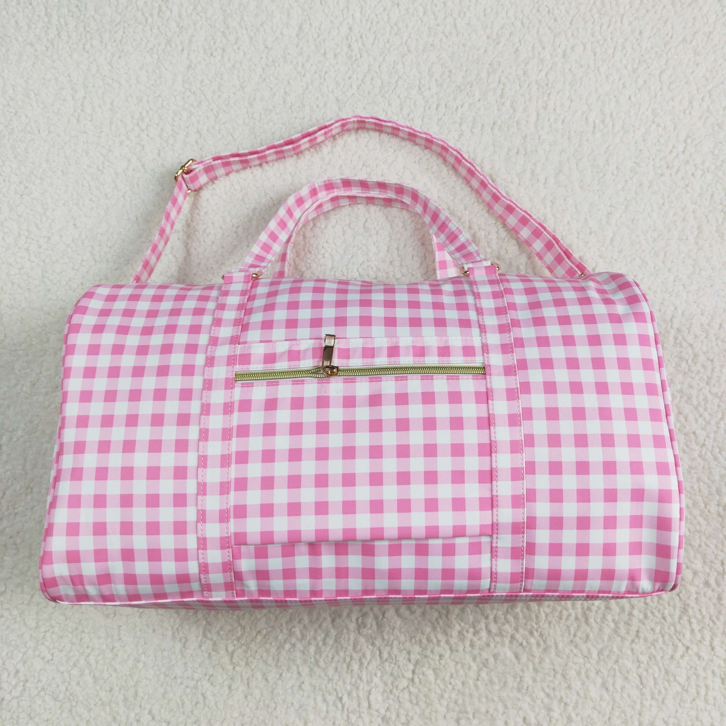 RTS NO MOQ BA0302 Pink and white plaid lace gym bag