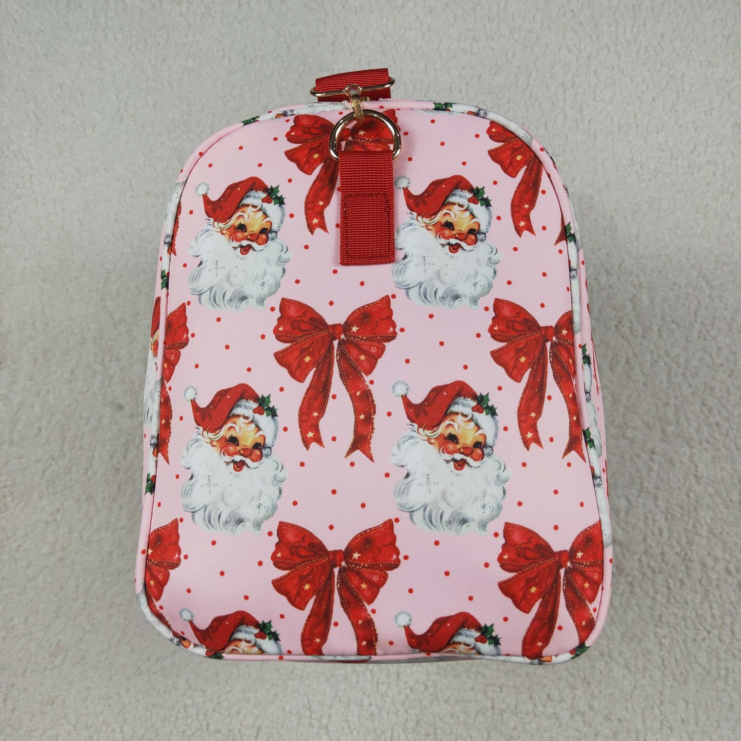 RTS NO MOQ（In Stock ) BA0306 Santa Claus red bow pattern lace gym bag