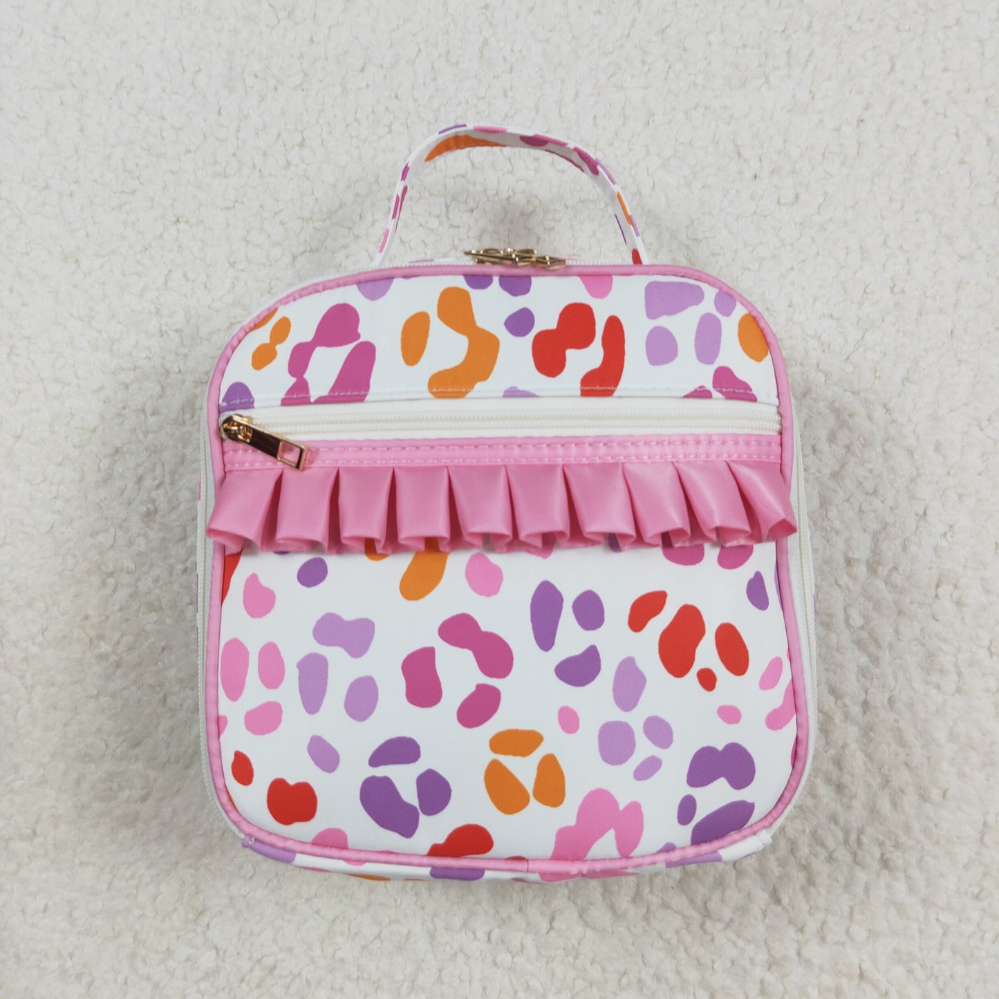RTS NO MOQ（In Stock ) BA0309 Pink and purple leopard print lace lunch bag