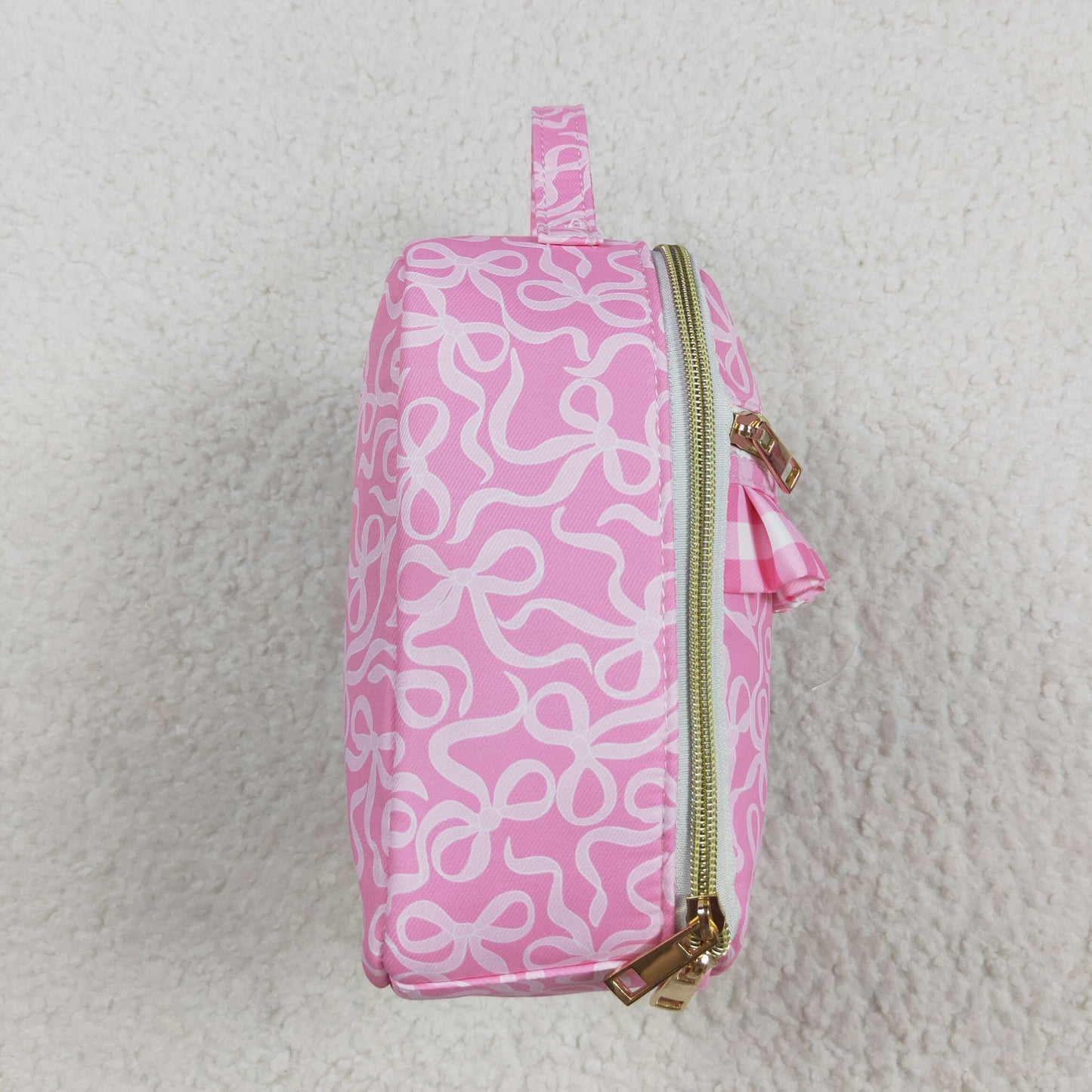 RTS NO MOQ（In Stock ) BA0310 Pink lunch bag with a plaid lace bow pattern