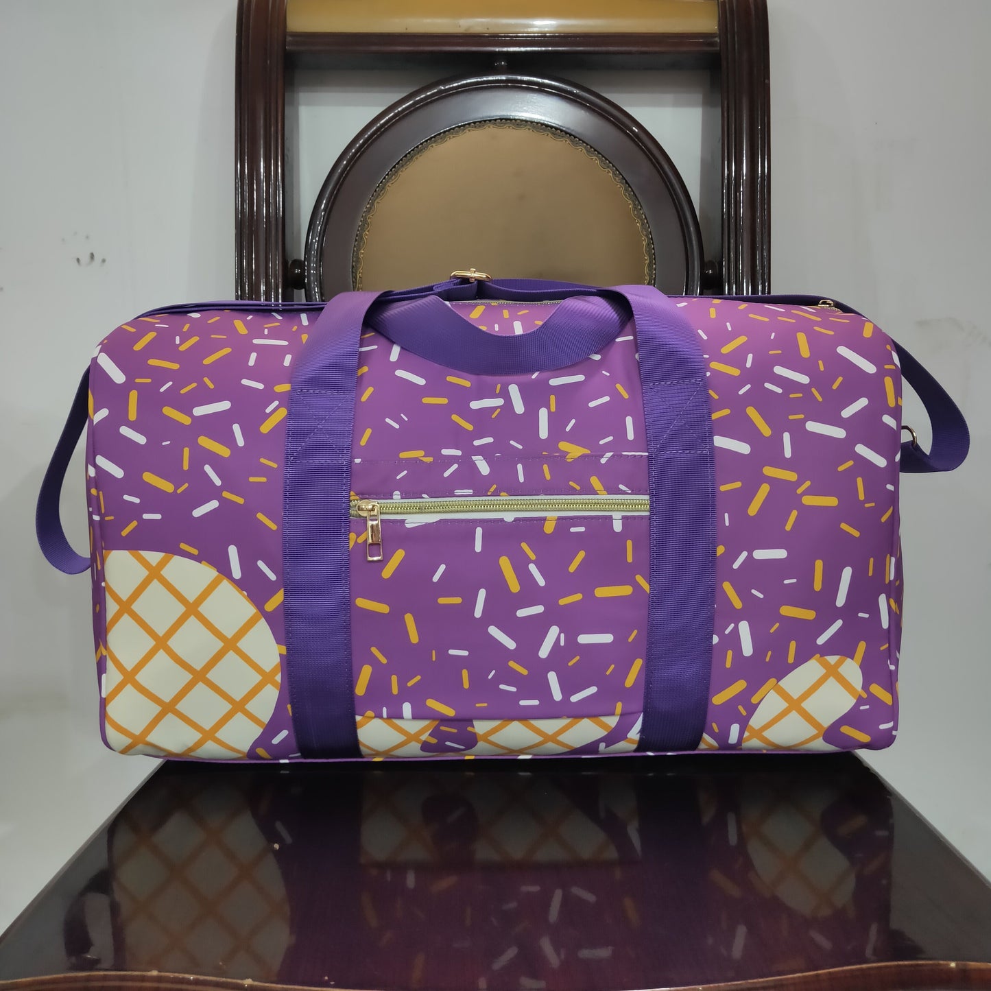 RTS NO MOQ（In Stock) BA0321 Waffle ice cream purple gym bag